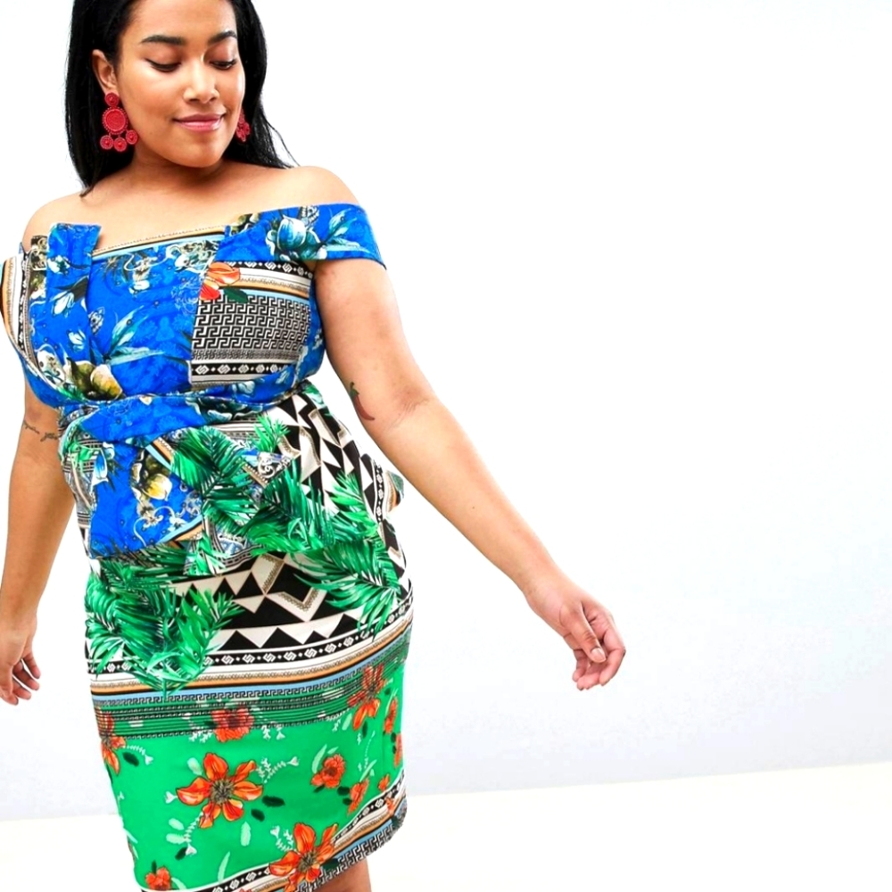 Bardot Print Dress